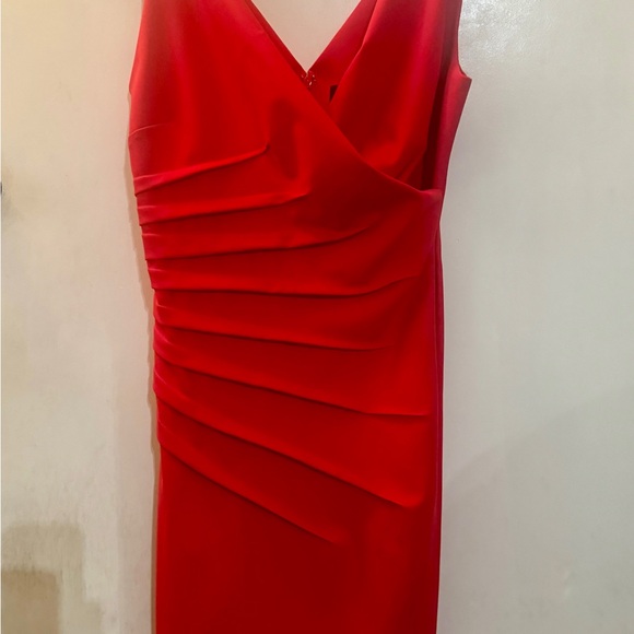 Bright Red Ruched Dress - size 10 Excellent Condition. Sexy Evening Body Con - Picture 3 of 8